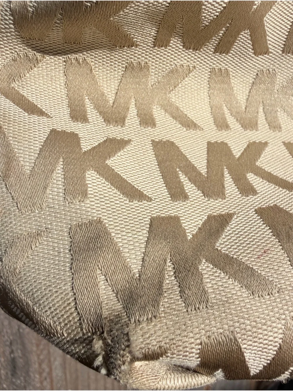 Michael Kors jet set gathered Beige Tan MK Logo Drawstring tote Shoulder Bag